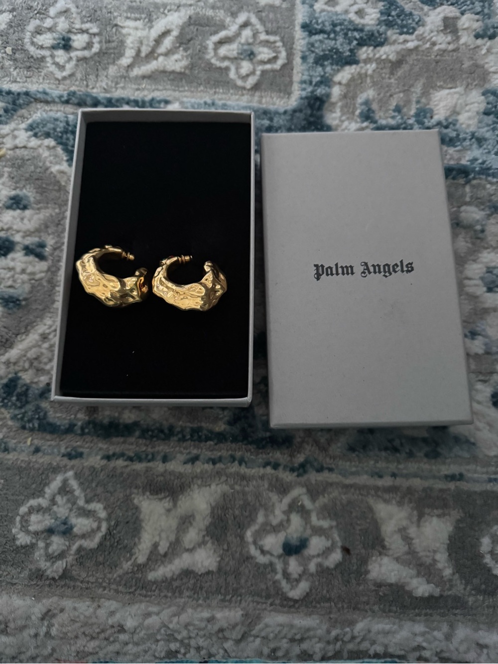 Palm Angels Sculpted Gold Hoop Earrings